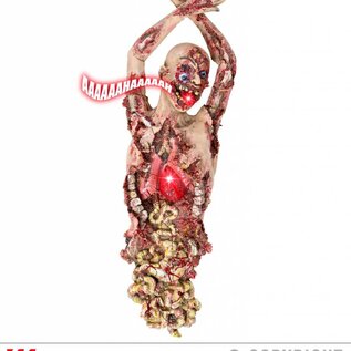 Sound sensor activated "LAUGHING & SCREAMING LIGHT-UP TORN CORPSE" 130 cm
