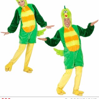 Pluche vogel kostuum in groen met masker