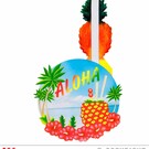 Pk 12 "PINEAPPLE ALOHA PAPER FAN" 60 cm