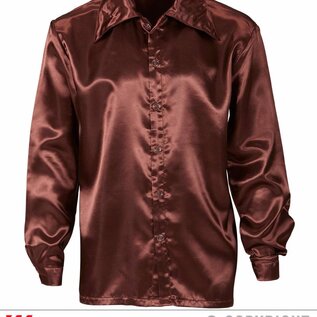 Satin "BROWN 70s DISCO SHIRT"
