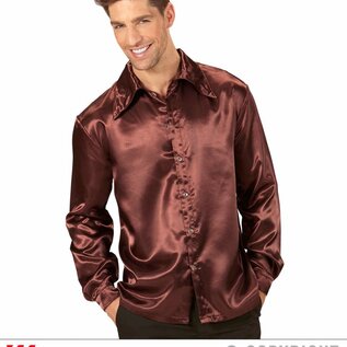 Satin "BROWN 70s DISCO SHIRT"