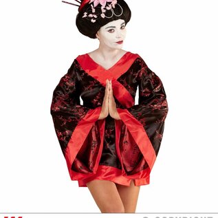 Pk  4 "GEISHA WIG WITH FLOWERS & CHOPSTICKS" in box
