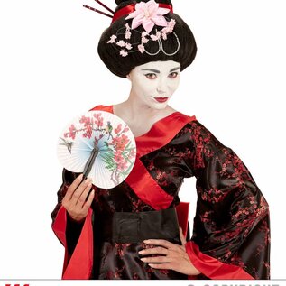 Pk  4 "GEISHA WIG WITH FLOWERS & CHOPSTICKS" in box