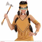 Pk  6 "SQUAW INDIAN WIG WITH HEADBAND & FEATHER" in box
