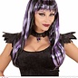 Pk  6 "PURPLE STREAKED BLACK HALLOWEEN WIG" in polybag
