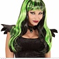 Pk  6 "GREEN STREAKED BLACK HALLOWEEN WIG" in polybag
