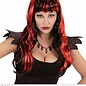 Pk  6 "RED STREAKED BLACK HALLOWEEN WIG" in polybag