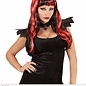 Pk  6 "RED STREAKED BLACK HALLOWEEN WIG" in polybag