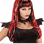 Pk  6 "RED STREAKED BLACK HALLOWEEN WIG" in polybag
