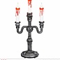 Pk  6 "SKULLS CANDELABRA WITH 3 LIGHT-UP BLEEDING CANDLES" 18 x 40 cm