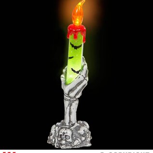 Pk 12 "SKELETON HAND CANDLE HOLDER WITH LIGHT-UP BLEEDING CANDLE" 20 cm