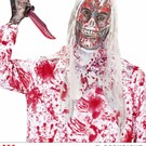 Pk  6 "HOODED BLOODY ZOMBIE MASK WITH HAIR"