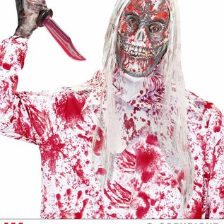 Pk  6 "HOODED BLOODY ZOMBIE MASK WITH HAIR"