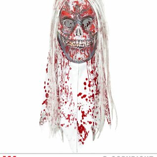 Pk  6 "HOODED BLOODY ZOMBIE MASK WITH HAIR"