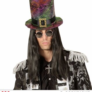 Pk  6 "HOLOGRAPHIC GOTHIC TOP HAT WITH BUCKLE"
