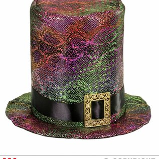 Pk  6 "HOLOGRAPHIC GOTHIC TOP HAT WITH BUCKLE"