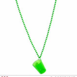 Pk 12  "NEON GREEN SHOT GLASS NECKLACE"