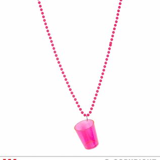 Pk 12  "NEON PINK SHOT GLASS NECKLACE"