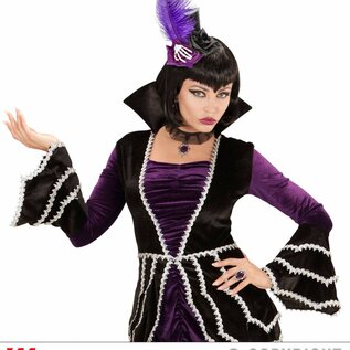 Pk 12 "MINI TOP HAT WITH SKELETON HAND, 2 ROSES & FEATHERS"