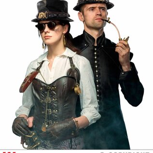 Pk  6 "LEATHER LOOK TOP HAT WITH DECORATED BAND"