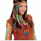 Pk 12 "HIPPIE HEADBAND WITH MULTICOLOR BEADS & FEATHERS"