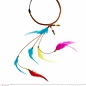 Pk 12 "HIPPIE HEADBAND WITH MULTICOLOR BEADS & FEATHERS"