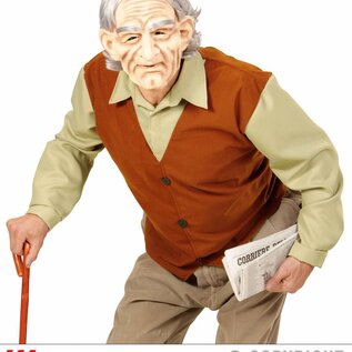 Pk  4 "OLD MAN" (shirt with vest, mask with wig & eyebrows)