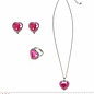 Pk  6 "STRASS PINK GEM HEART NECKLACE, EARRINGS & RING"