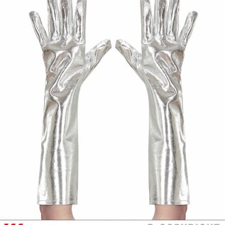 Pk  6 Pair of "SILVER METALLIC GLOVES" 40 cm