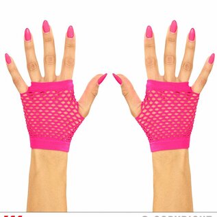 Pk  6 "PAIR OF NEON PINK SHORT FINGERLESS NET GLOVES"