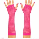 Pk  6 "PAIR OF NEON PINK LONG FINGERLESS NET GLOVES"