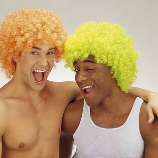 Carnavalskleding: Fluor maxi krulpruik