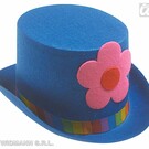 Carnavalshoeden: Hoge hoed clown met bloem, vilt