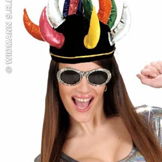 Carnavals-accessoires: Stoffen hoed met hoorntjes