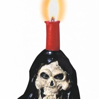 Themafeest Halloween: Set van halloweenkandelaar met 2 kaarsen