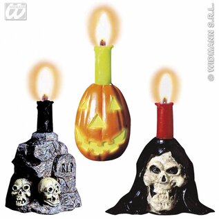 Themafeest Halloween: Set van halloweenkandelaar met 2 kaarsen