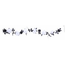 Halloweenaccessoires guirlande met witte rozenschedelsverlichting 180cm