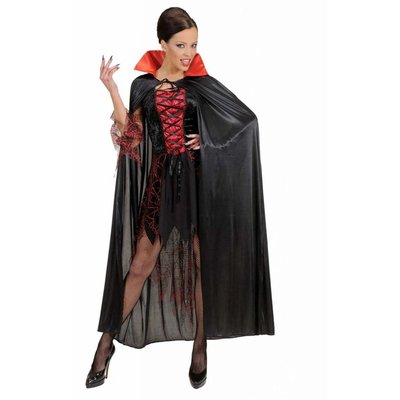 Halloweenaccessoires zwarte cape met rode kraag