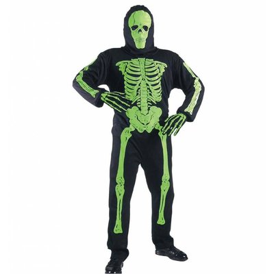 Halloweenkleding: Skeletarkostuums in verschillende kleuren