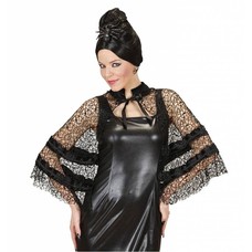 Halloweenkleding cape zwarte weduwe