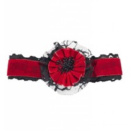 Halloweenaccessoires nekband fluweel rood met bloem