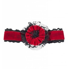 Halloweenaccessoires nekband fluweel rood met bloem