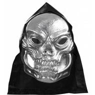 Halloweenaccessoires pvc schedelmasker metalic met kap