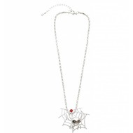 Halloweenaccessoires ketting spinneweb met spinnen