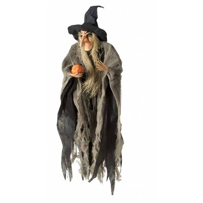 Hangdecoratie vliegende Heks als Halloween decoratie