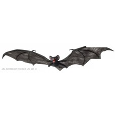 Halloweenaccessoires harige zwarte vleermuis 74cm