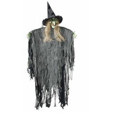 Halloweenaccessoires: Hangdeco heks 170 cm