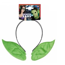 Halloweenaccessoires hoofdband met puntoren kleur groen