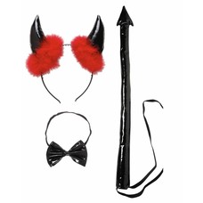 Halloweenaccessoires duivel set vinyl zwart