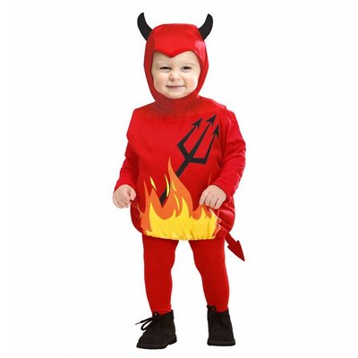 Halloweenkleding duivels kindje met vlammetjes